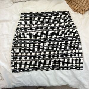 Zara Black and White Smocked Pencil Mini Skirt